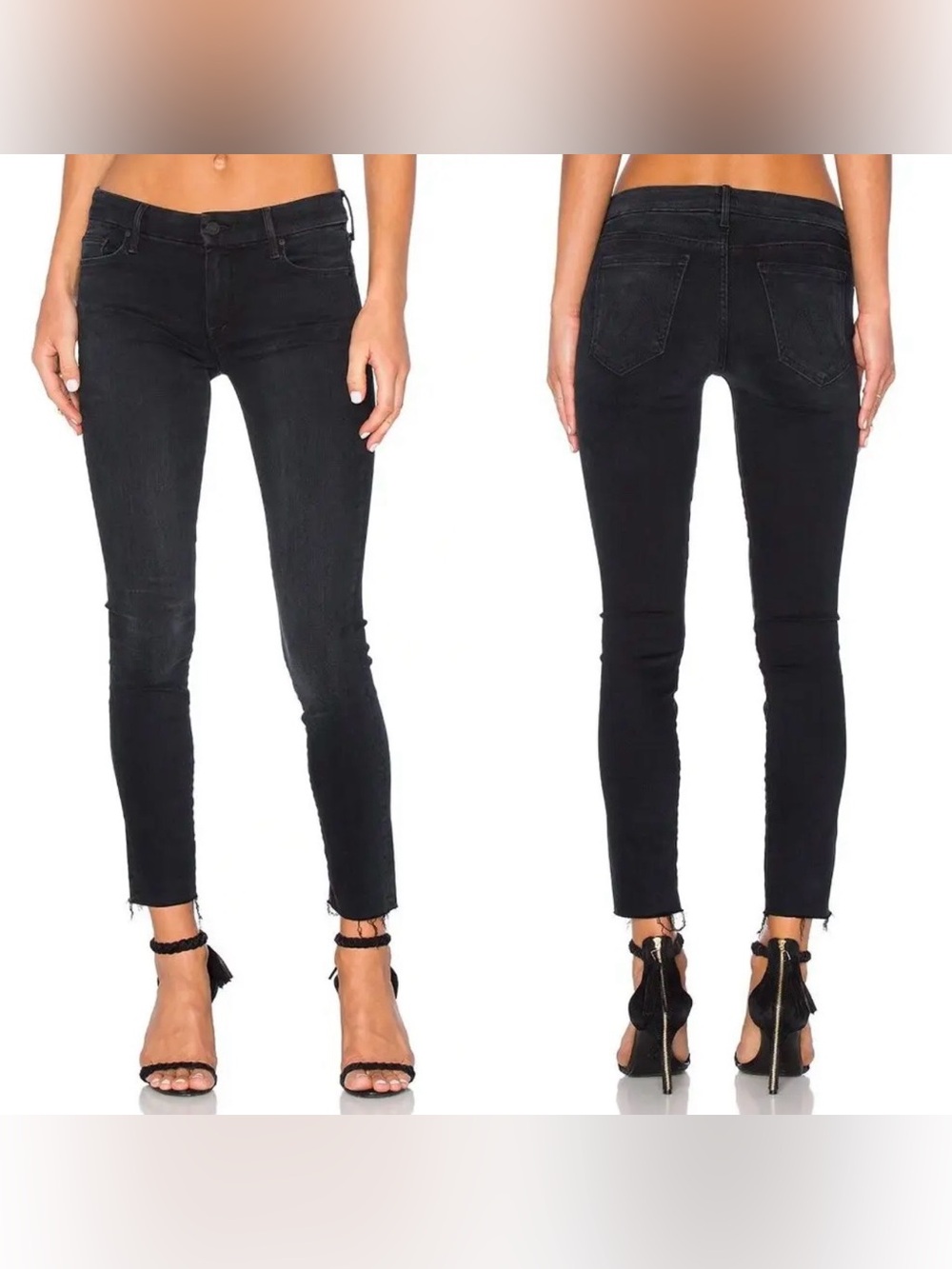 MOTHER The Looker Ankle Fray in Blackbird - Size 32